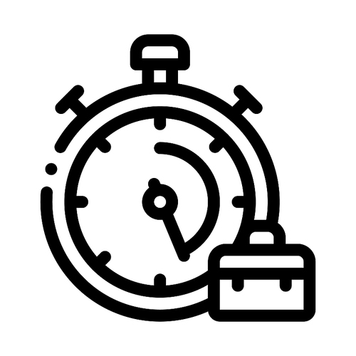 Stopwatch And Suitcase Agile Element Vector Icon Thin Line. Agile Gear And Document, Sandglass And Package, Loud-speaker And Stop Watch Concept Linear Pictogram. Monochrome Contour Illustration