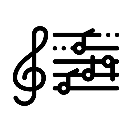 Treble Clef And Musical Notes Opera Element Vector Icon Thin Line. Singers And Headphones, Concert, Opera And Karaoke Music Concept Linear Pictogram. Black And White Contour Illustration