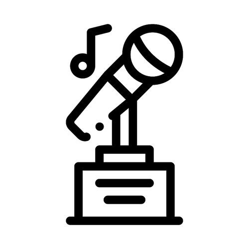Microphone Equipment For Singing Songs Vector Icon Thin Line. Microphone And Headphones, Concert And Theater, Opera And Karaoke Concept Linear Pictogram. Black And White Contour Illustration