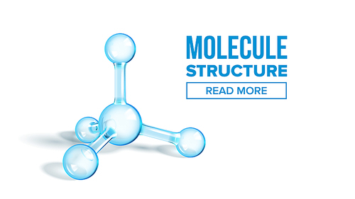 Ammonia Molecule Structure Landing Page Vector. Chemistry Science Molecule For Website or Webpage. Reflective And Refractive Abstract Molecular Shiny Connected Spheres Transparent Illustration