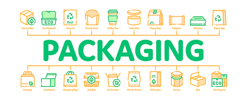 Packaging Minimal Infographic Web Banner Vector. Carton Open And Closed Packaging Concept Linear Pictograms. Parcel, Box Container Delivery Shipping Equipment Contour Illustrations
