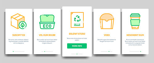 Packaging Elements Vector Onboarding Mobile App Page Screen. Contour Illustrations