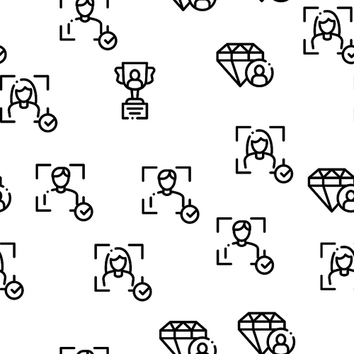 Human Talent Seamless Pattern Vector Thin Line. Contour Illustrations