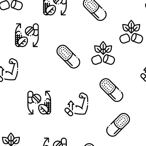 Supplements Seamless Pattern Vector Sport Contour Illustrations