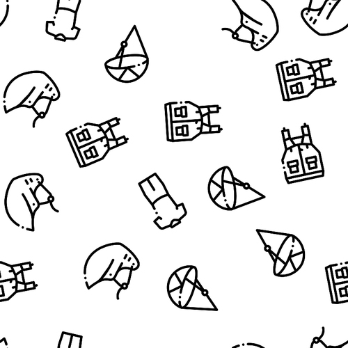 Canoeing Seamless Pattern Vector Thin Line. Contour Illustrations