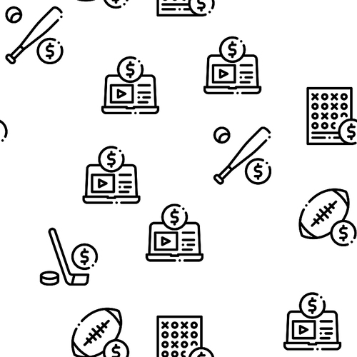 Betting And Gambling Seamless Pattern Vector Thin Line. Illustrations
