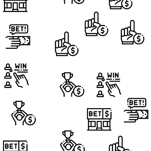 Betting And Gambling Seamless Pattern Vector Thin Line. Illustrations