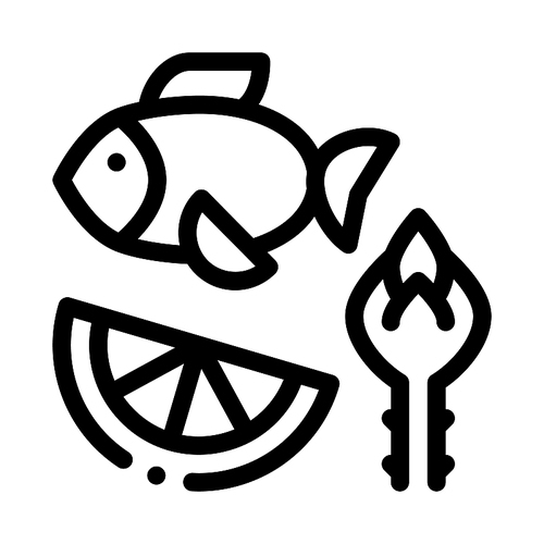 Nutrients of Fish and Fruit Biohacking Icon Vector Thin Line. Contour Illustration