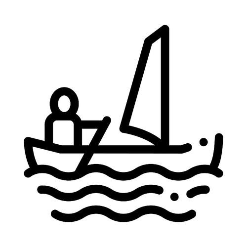 Sailing Canoeing Icon Vector Thin Line. Contour Illustration