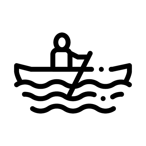 Rowing Boat Canoeing Icon Vector Thin Line. Contour Illustration