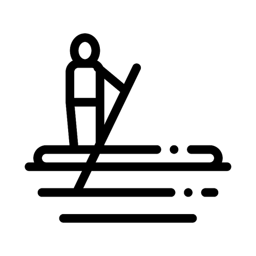 Serfing Canoeing Icon Vector Thin Line. Contour Illustration