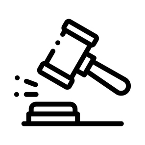 Court Gavel Law And Judgement Icon Vector Thin Line. Contour Illustration