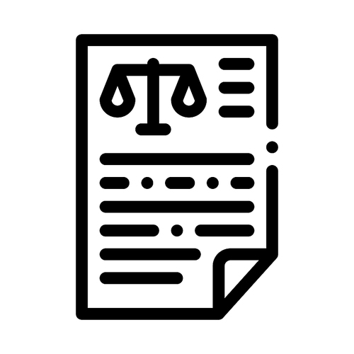 Judicial Document Law And Judgement Icon Vector Thin Line. Contour Illustration