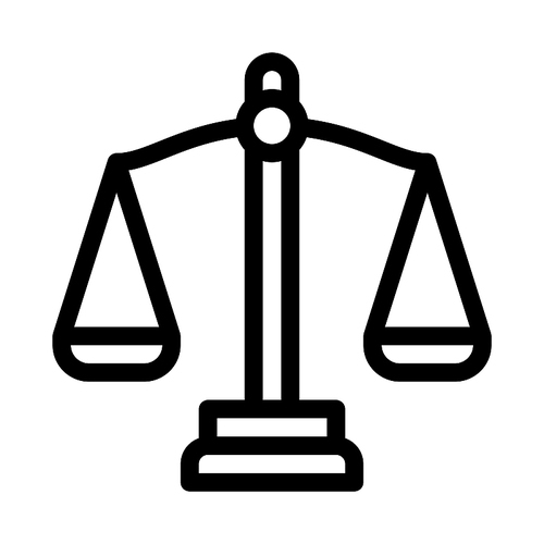 Scales Law And Judgement Icon Vector Thin Line. Contour Illustration