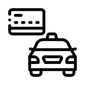 Credit Card Payment for Taxi Services Online Collection Icon Vector Thin Line. Contour Illustration