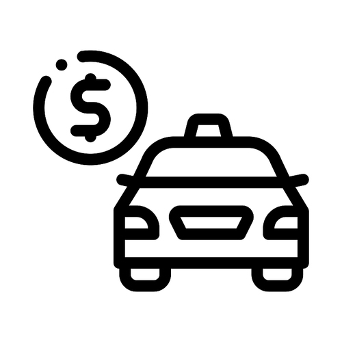 Online Taxi Payment Icon Vector Thin Line. Contour Illustration