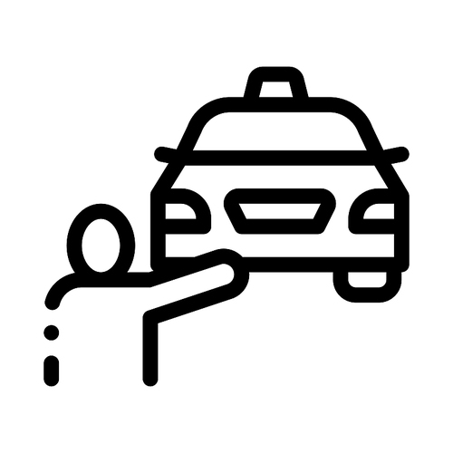 Human Hitch-Hiking Online Taxi Icon Vector Thin Line. Contour Illustration