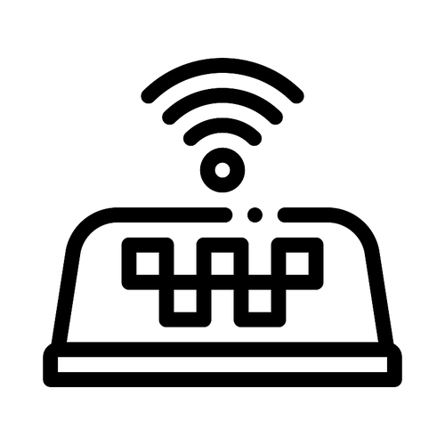 Presence of Wi-Fi in Taxi Online Taxi Icon Vector Thin Line. Contour Illustration