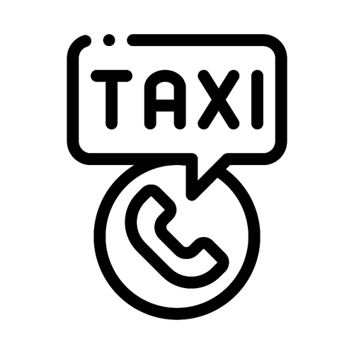 Taxi Call Telephone Service Online Taxi Icon Vector Thin Line. Contour Illustration