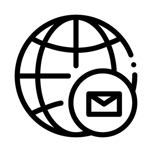 Globe Postal Transportation Company Icon Vector Thin Line. Contour Illustration