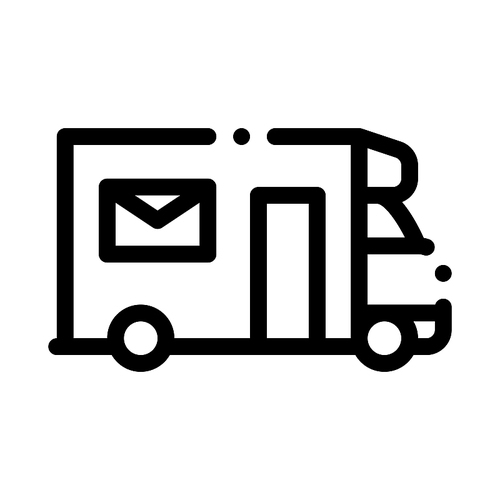 Mail Truck Postal Transportation Company Icon Vector Thin Line. Contour Illustration