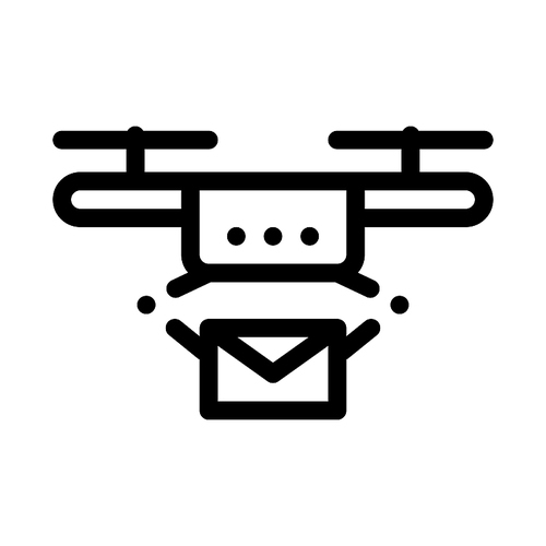 Drone Mail Delivery Postal Transportation Company Icon Vector Thin Line. Contour Illustration