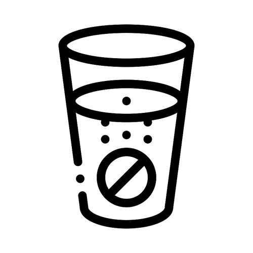 Glass of Water for Taking Pills Supplements Icon Vector Thin Line. Contour Illustration