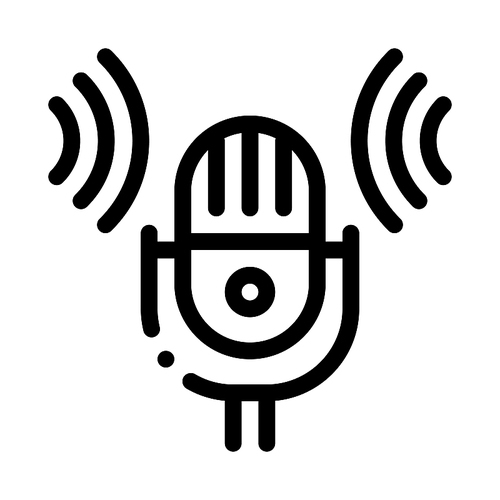 Sound Microphone Voice Control Icon Vector Thin Line. Contour Illustration