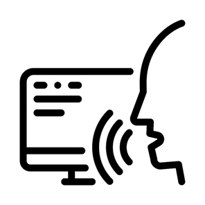 Computer Human Voice Control Icon Vector Thin Line. Contour Illustration