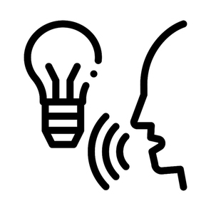 Lightbulb Voice Control Icon Vector Thin Line. Contour Illustration