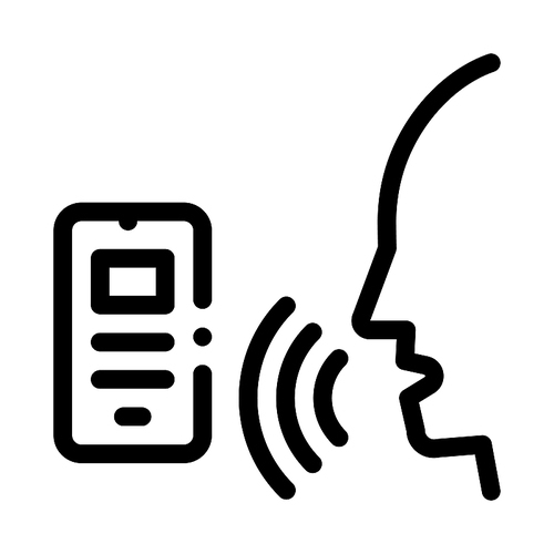 Smartphone Voice Control Icon Vector Thin Line. Contour Illustration