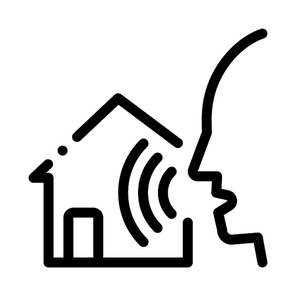 Home Voice Control Icon Vector Thin Line. Contour Illustration