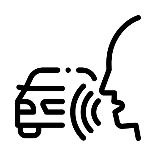 Machine Voice Control Icon Vector Thin Line. Contour Illustration