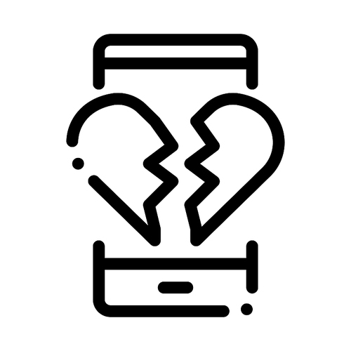Broken Heart Icon Vector. Outline Broken Heart Sign. Isolated Contour Symbol Illustration