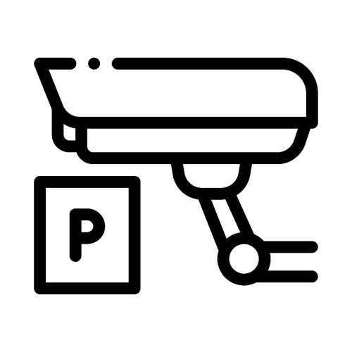 Parking Camcorder Icon Vector. Outline Parking Camcorder Sign. Isolated Contour Symbol Illustration