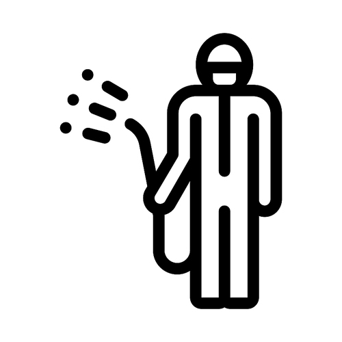 Human with Chemical Aerosol Icon Vector. Outline Human with Chemical Aerosol Sign. Isolated Contour Symbol Illustration