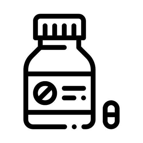 Dead Pill Bottle Icon Vector. Outline Dead Pill Bottle Sign. Isolated Contour Symbol Illustration