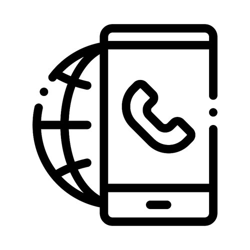 Voip Smartphone Internet Connection Icon Vector. Outline Voip Smartphone Internet Connection Sign. Isolated Contour Symbol Illustration
