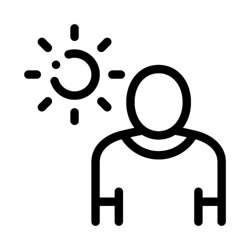 Sun Exposure for Man Icon Vector. Outline Sun Exposure for Man Sign. Isolated Contour Symbol Illustration