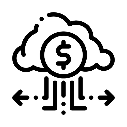 Charge Money Through Cloud Storage Icon Vector. Outline Charge Money Through Cloud Storage Sign. Isolated Contour Symbol Illustration
