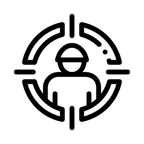 Targeting Person Icon Vector. Outline Targeting Person Sign. Isolated Contour Symbol Illustration