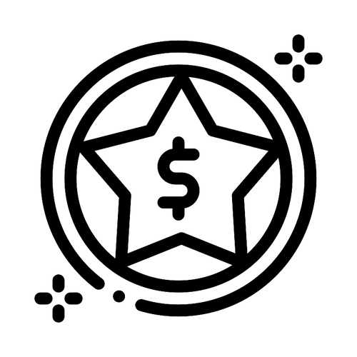 Dollar Star Bonus Icon Vector. Outline Dollar Star Bonus Sign. Isolated Contour Symbol Illustration