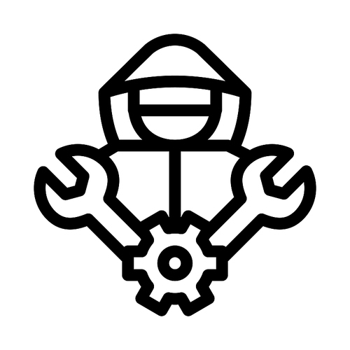 Worker Car Repair Icon Vector. Outline Worker Car Repair Sign. Isolated Contour Symbol Illustration