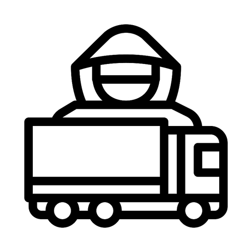 Driver Truck Concept Icon Vector. Outline Driver Truck Concept Sign. Isolated Contour Symbol Illustration