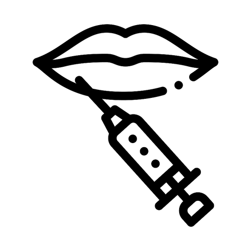 Lip Cosmetology Injection Icon Vector. Outline Lip Cosmetology Injection Sign. Isolated Contour Symbol Illustration