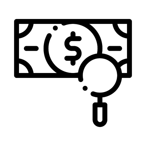 Currency Difference Search Icon Vector. Outline Currency Difference Search Sign. Isolated Contour Symbol Illustration