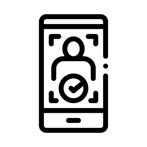 Phone Person Verification Icon Vector. Outline Phone Person Verification Sign. Isolated Contour Symbol Illustration