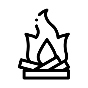 Camping Fire with Firewood Icon Vector. Outline Camping Fire with Firewood Sign. Isolated Contour Symbol Illustration