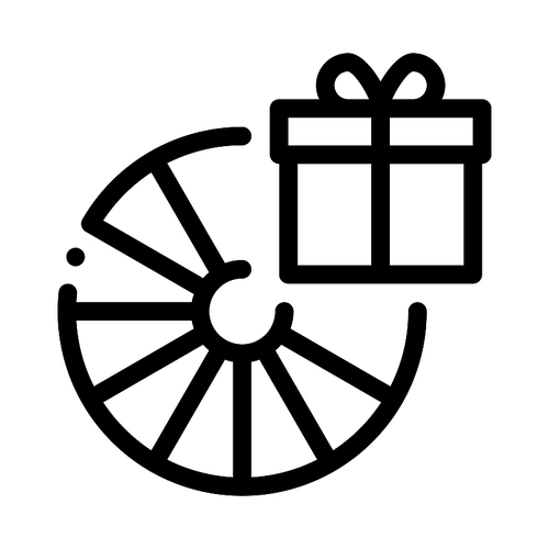 Wheel of Fortune Gift Icon Vector. Outline Wheel of Fortune Gift Sign. Isolated Contour Symbol Illustration