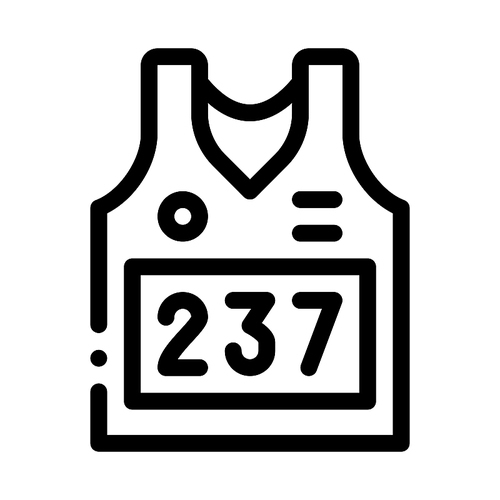 Vest with Personal Athlete Number Icon Vector. Outline Vest with Personal Athlete Number Sign. Isolated Contour Symbol Illustration
